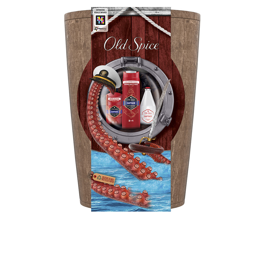 OLD SPICE CAPTAIN BARREL CASE 3 pcs (Deodorant stick 50ml + Aftershave lotion 100ml + Shower gel 250ml)
