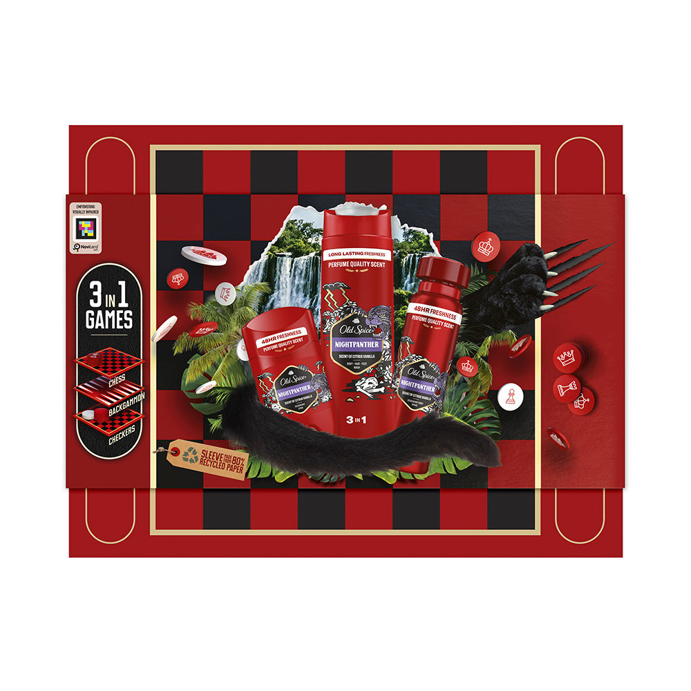 OLD SPICE NIGHTPANTHER CASE 3 pcs (Stick deodorant 50 ml + Gel-shampoo 250 ml + Spray deodorant 150 ml)