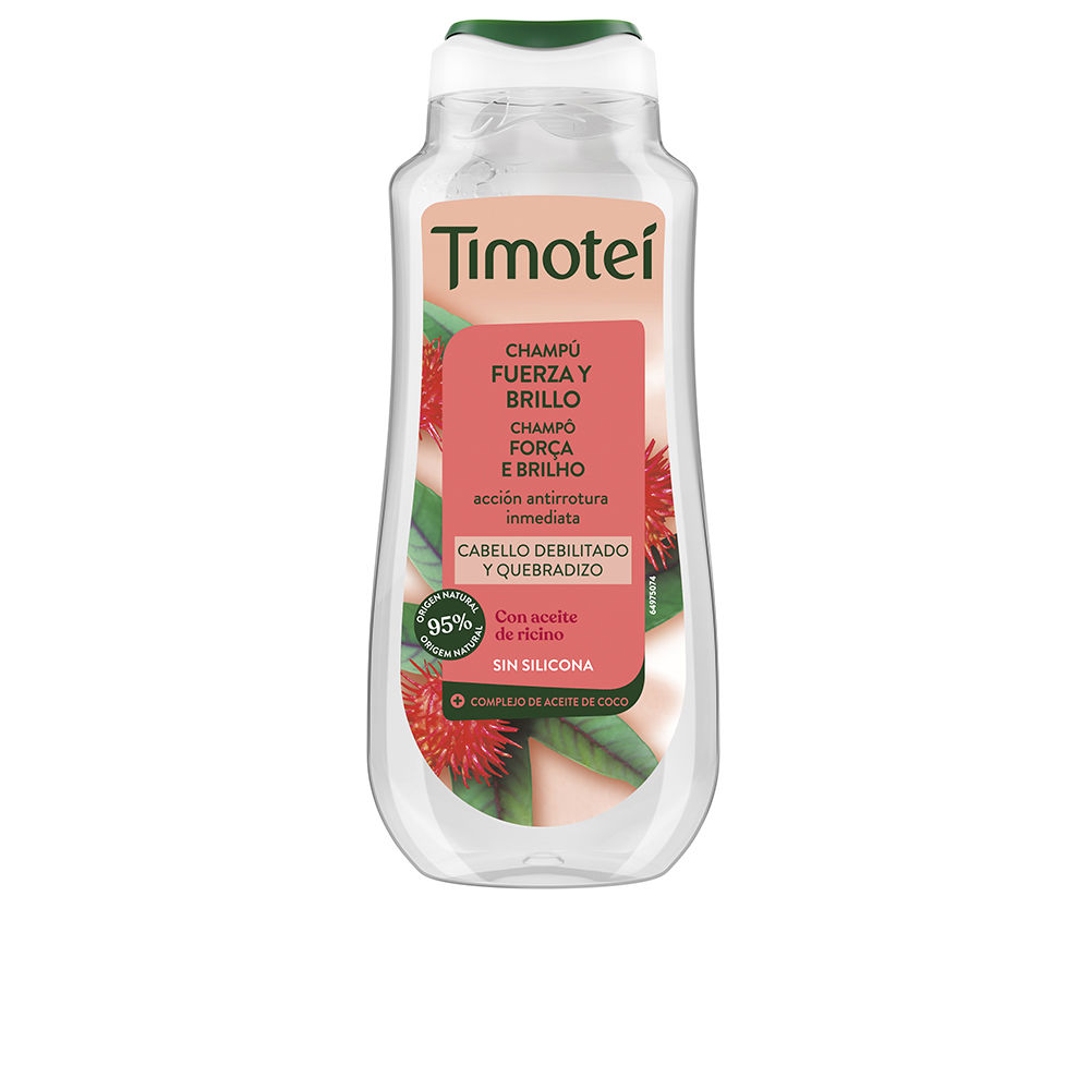 TIMOTEI Strength and Shine Shampoo with Castor and Coconut Oil for Weak and Brittle Hair