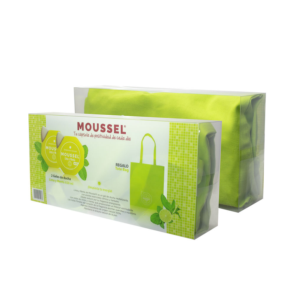 MOUSSEL LIME AND MINT SHOWER GEL CASE 3 pcs (Shower gel 650 ml + Shower gel 650 ml + Cloth bag 1 unit)