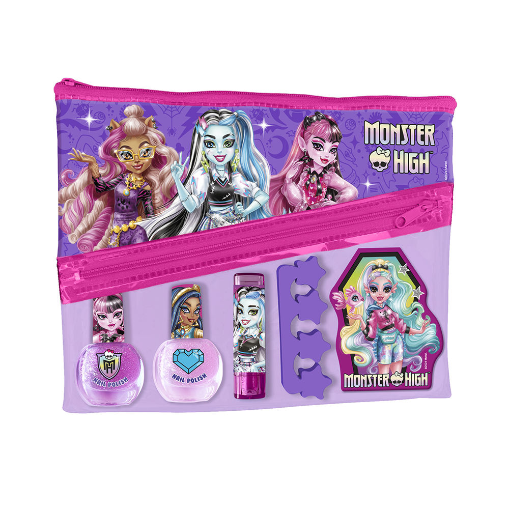 MONSTER HIGH BEAUTY CASE 5 pcs (2 esmaltes de uñas + 1 labial + separador de dedos + estuche)
